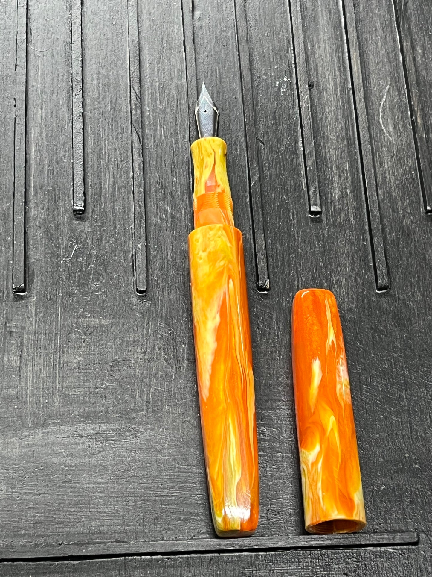 Facet - Orange Cream Fire Fountain Pens