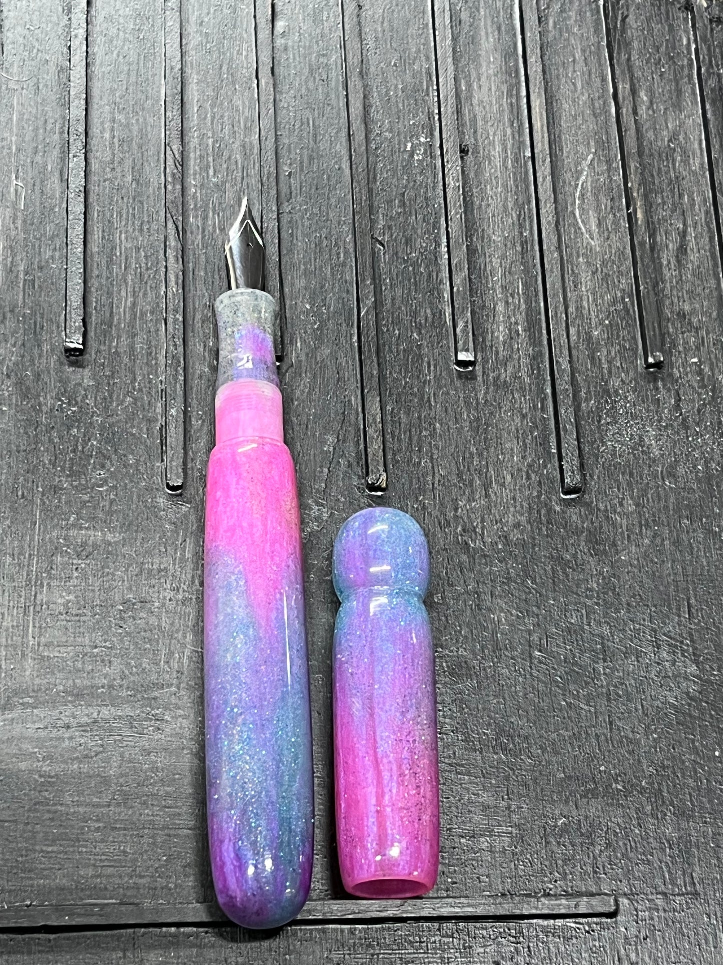 Exclamation- Fuchsia Blue Eyes  Fountain Pens